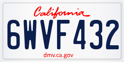 CA license plate 6WVF432