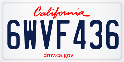 CA license plate 6WVF436