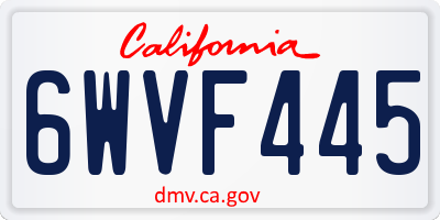 CA license plate 6WVF445