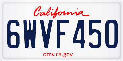 CA license plate 6WVF450