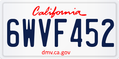 CA license plate 6WVF452