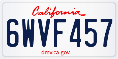 CA license plate 6WVF457