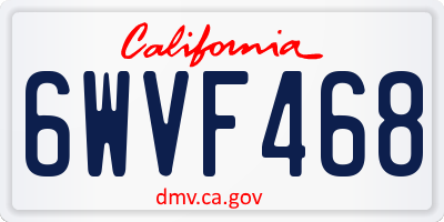 CA license plate 6WVF468