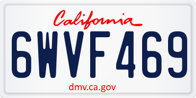 CA license plate 6WVF469