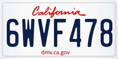 CA license plate 6WVF478