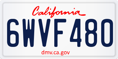 CA license plate 6WVF480