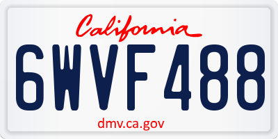 CA license plate 6WVF488