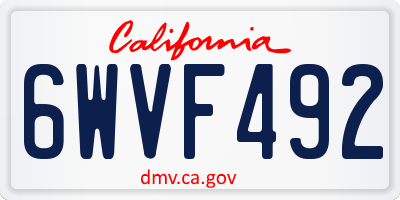 CA license plate 6WVF492
