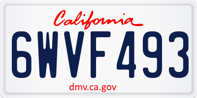 CA license plate 6WVF493