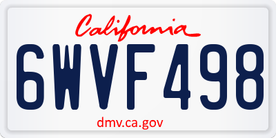 CA license plate 6WVF498
