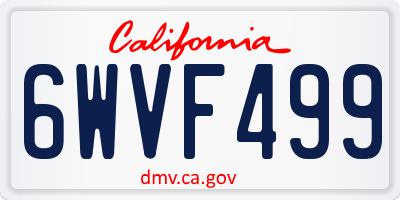 CA license plate 6WVF499