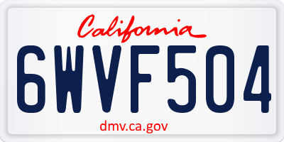 CA license plate 6WVF504