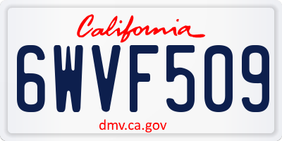 CA license plate 6WVF509