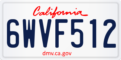 CA license plate 6WVF512