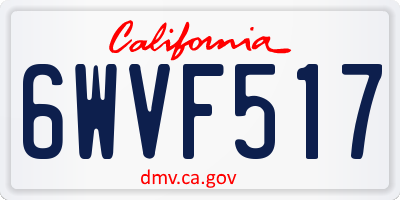 CA license plate 6WVF517