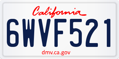 CA license plate 6WVF521