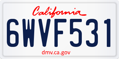 CA license plate 6WVF531