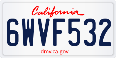 CA license plate 6WVF532