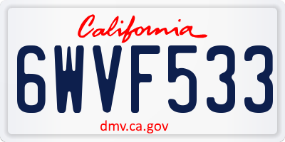 CA license plate 6WVF533