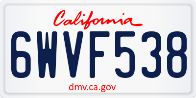CA license plate 6WVF538