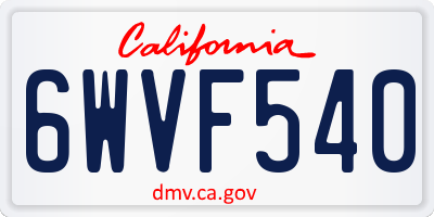 CA license plate 6WVF540