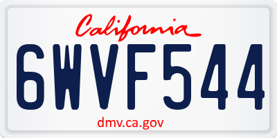 CA license plate 6WVF544