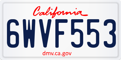 CA license plate 6WVF553
