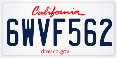 CA license plate 6WVF562