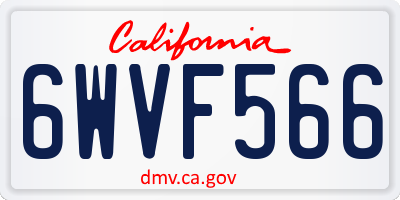 CA license plate 6WVF566