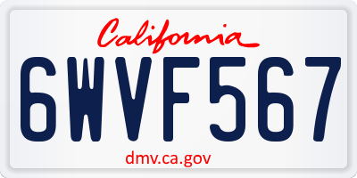 CA license plate 6WVF567