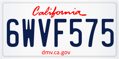 CA license plate 6WVF575