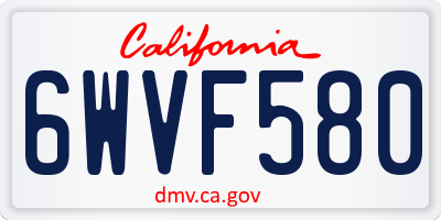 CA license plate 6WVF580