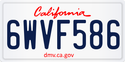 CA license plate 6WVF586
