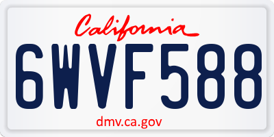 CA license plate 6WVF588