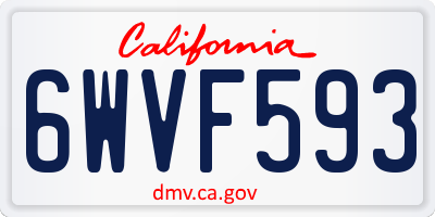 CA license plate 6WVF593