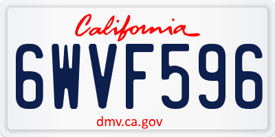CA license plate 6WVF596