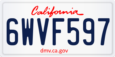 CA license plate 6WVF597