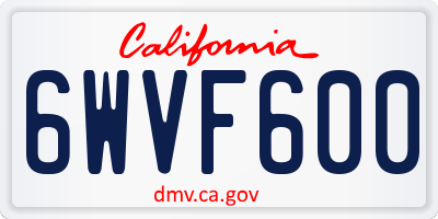 CA license plate 6WVF600