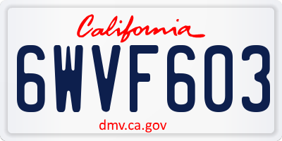 CA license plate 6WVF603