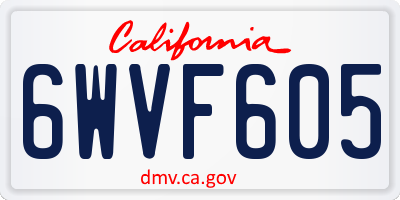 CA license plate 6WVF605