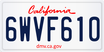 CA license plate 6WVF610