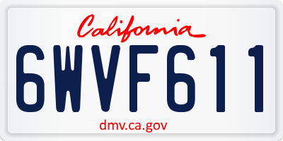 CA license plate 6WVF611