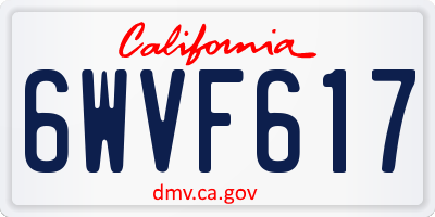 CA license plate 6WVF617