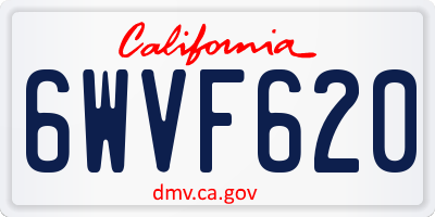 CA license plate 6WVF620