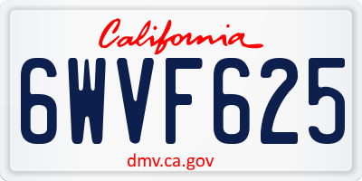 CA license plate 6WVF625