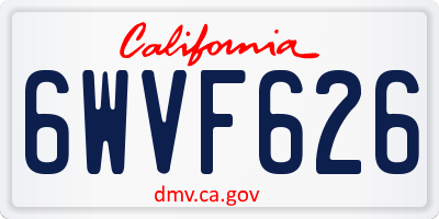 CA license plate 6WVF626