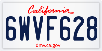 CA license plate 6WVF628