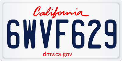 CA license plate 6WVF629