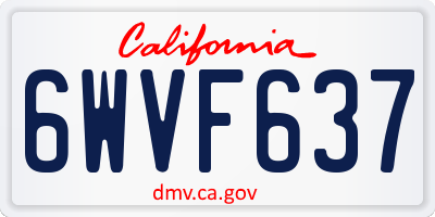 CA license plate 6WVF637