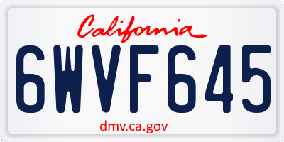 CA license plate 6WVF645